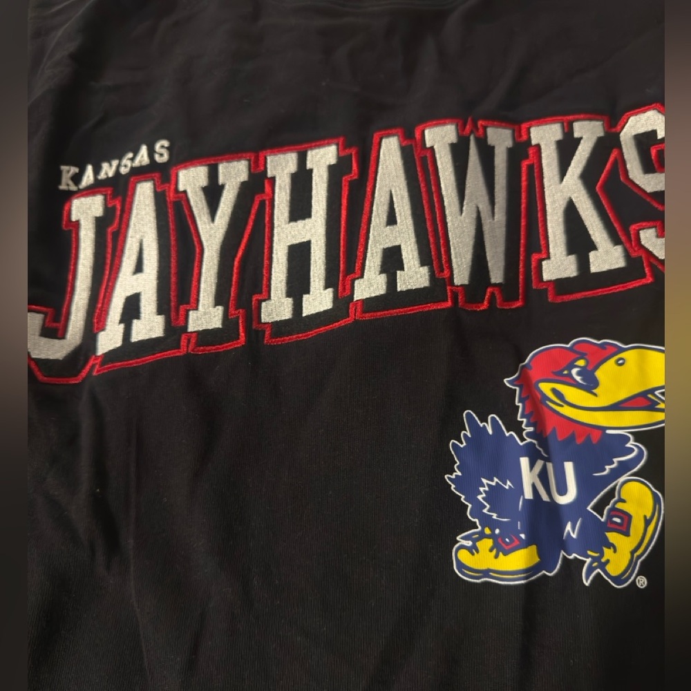 Men’s NWT Mitchell & Ness Kansas Jay Hawks Long Sleeve T Shirt Sz Small MSRP $60